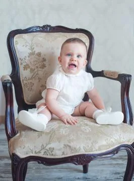 Boy on a chair Foto stock