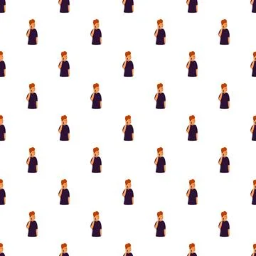 Boy character communicating on mobile phone seamless pattern Stock Illustration