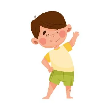 Boy Character Doing Physical Exercise in the Morning Vector Illustration Illustrazione stock