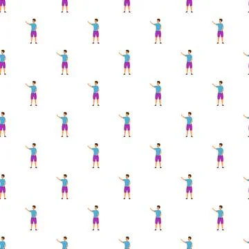 Boy character pointing direction illustration seamless pattern Stock Illustration