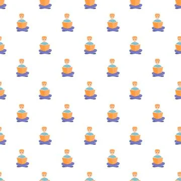 Boy character reading book seamless pattern イラスト素材