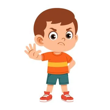 Boy character showing stop gesture flat design illustration for warning saf.. Stock Illustration