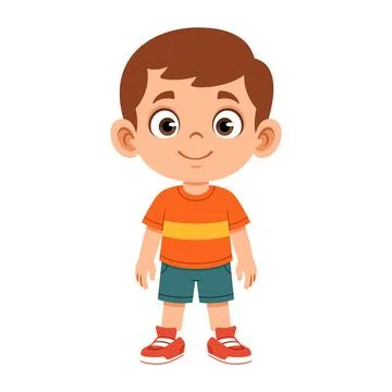 Boy character standing in a neutral pose flat design illustration suitable .. Stock Illustration