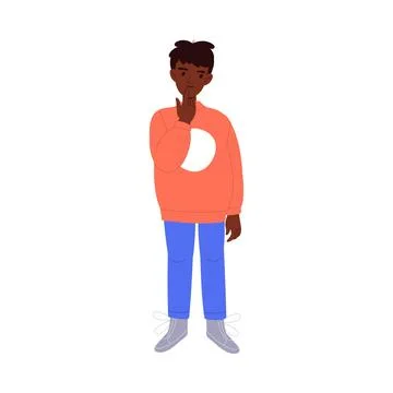 Boy Character Thinking Choosing Clothes at Shop or Fashion Store Vector Stock Illustration