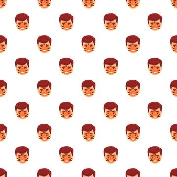 Boy character wearing tiger face paint seamless pattern Stock Illustration