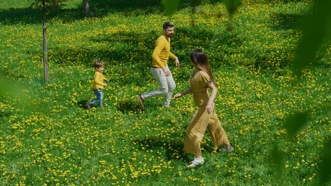 Boy chasing his parents Video stock 100002833