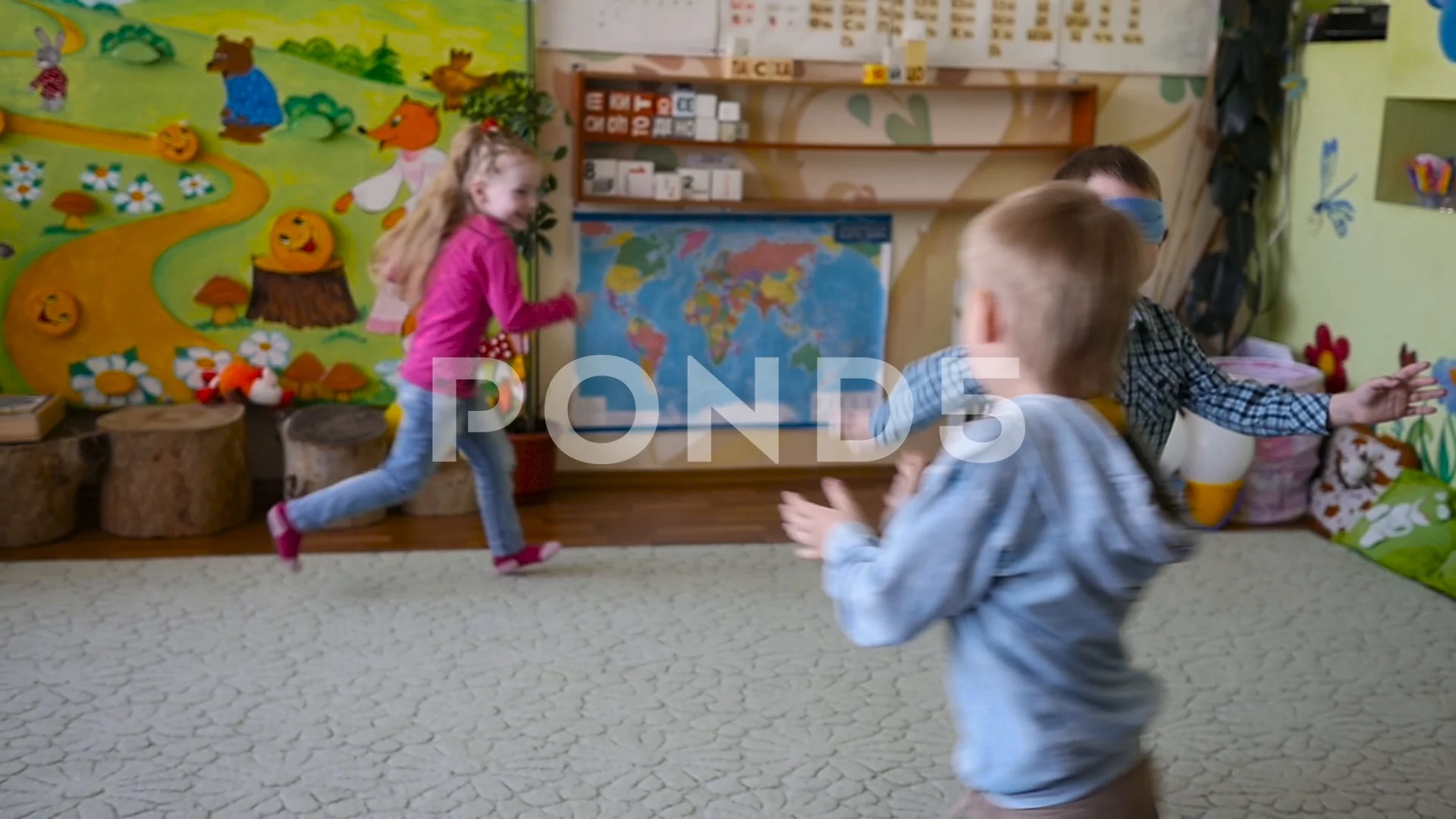 Kids Palying Blindfold Hide And Seek Stock Illustration - Download