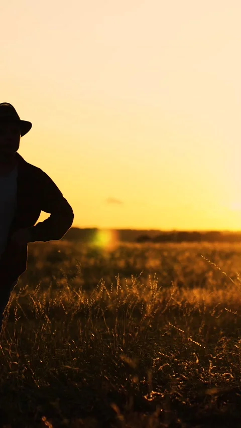 Boy child cheerfully dancing on lawn in rays of sun. Child cheerfully performing Stock Footage 317168831