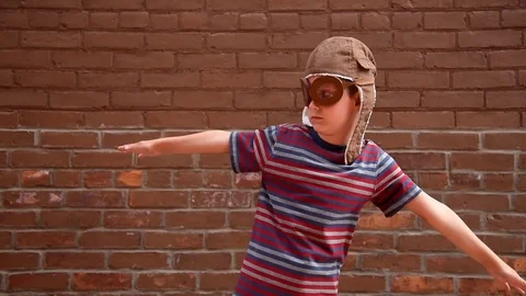 Boy Child Pretending to Fly as a Pilot Video stock 77700073