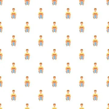 Boy child reading book studying seamless pattern Stock Illustration