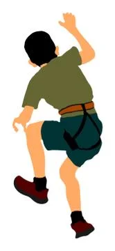 Boy climbing vector isolated on background. Children sport イラスト素材