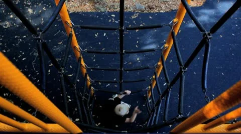 Boy Climbs up Playground Chains Video stock 8986096