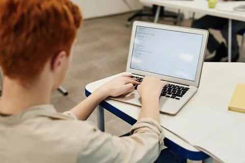 Boy Coding in School Stock Photos
