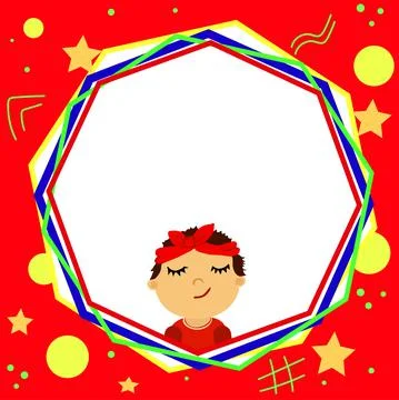 Boy in colorful abstract frame for text, card Stock Illustration
