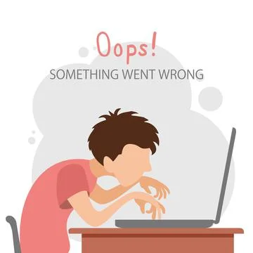 Boy at the Computer and Oops Stock Illustration