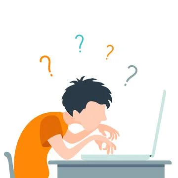Boy at the Computer and Something Wrong Stock Illustration