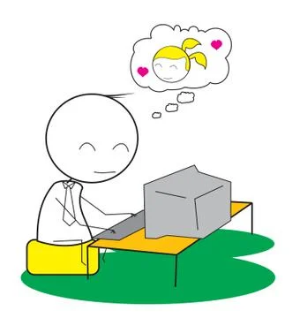 Boy computer chat Stock Illustration