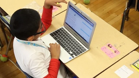 Boy On Computer Stock Footage 85705413