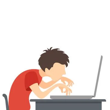 Boy at the Computer Stock Illustration