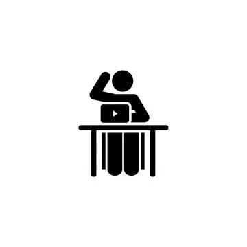 Boy computer lesson class pictogram icon Stock Illustration