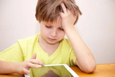 Boy with computer Foto stock