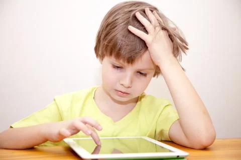 Boy with computer Foto stock