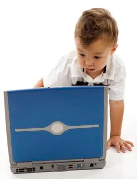 Boy with computer Stock Photos