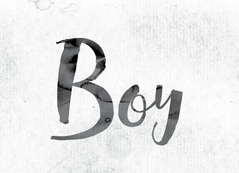 Boy Concept Painted in Ink Stock Illustration