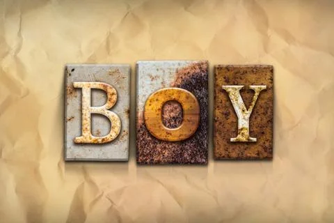 Boy Concept Rusted Metal Type Stock Illustration