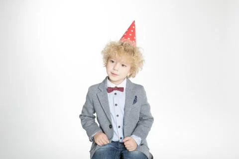 Boy in cone hat Stock Photos