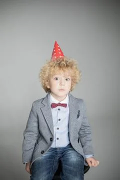 Boy in cone hat Stock Photos