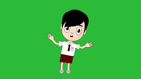 Boy Confused Animation Character Talking Head Loop Alpha Stock Footage 233912871