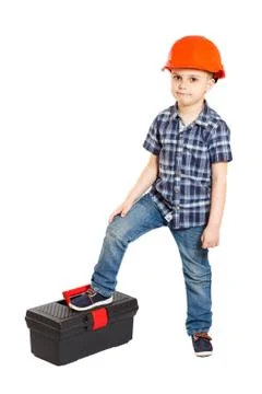 Boy in the construction helmet Stock-Fotos