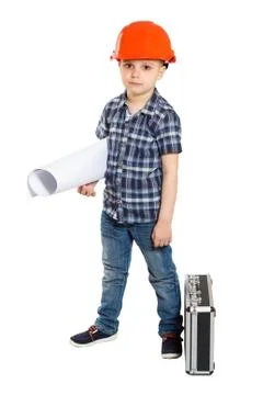 Boy in the construction helmet Stock-Fotos