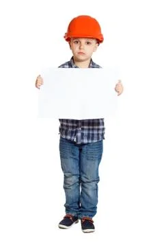 Boy in the construction helmet Stock Photos
