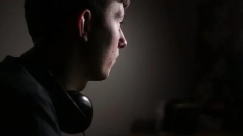 Boy Consumed by Game Stock Footage 45844315