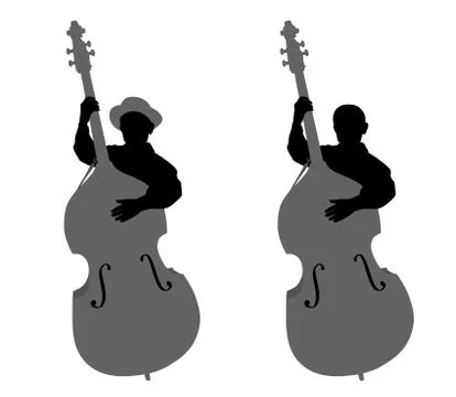 Boy contrabassist Stock Illustration