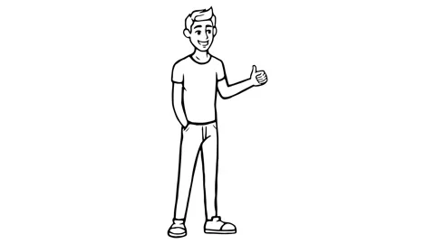 Boy Cool whiteboard animation 4K footage Stock Footage 116570568