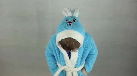 The boy in the costume of the Easter Bunny Stock Footage 61635447