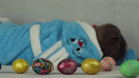 The boy in the costume of the Easter Bunny Stock Footage 61640026