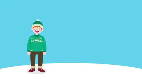 Boy In Cozy Clothes In Winter Background Stock Footage 260839527