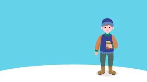 Boy In Cozy Clothes In Winter Stock Footage 260918270