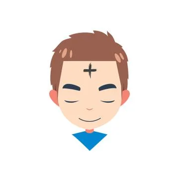 A boy with cross in forehead Stock Illustration