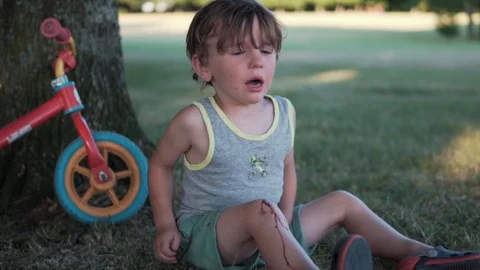 Boy Crying after bicycle accident Stock Footage 95085160