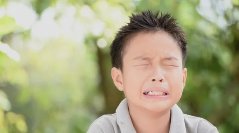 Boy crying and tears Stock Footage 57895625
