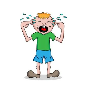 Boy crying bitterly Stock Illustration