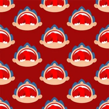 Boy crying open mouth pattern seamless. Child tantrum background Stock Illustration