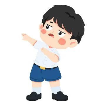 Boy Dabbing with Tired Expression Stock Illustration
