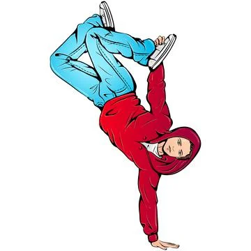 Boy dancing break dance isolated on white background Stock Illustration