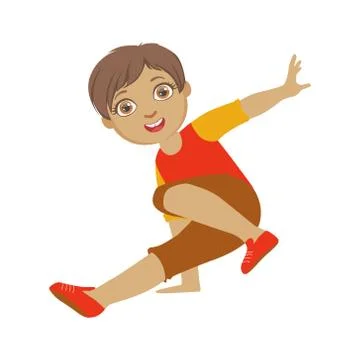 Boy Dancing Breakdance Performing On Stage, School Showcase Participant With Illustrazione stock